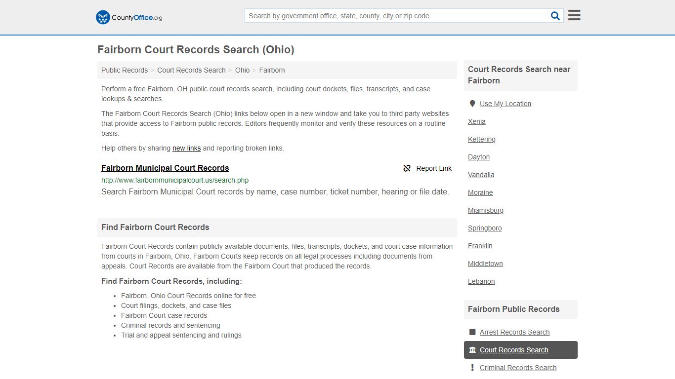 Court Records Search - Fairborn, OH (Adoptions, Criminal ...